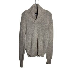 Vintage‎ Eaton Wool Blend Shawl Collar Sweater Oatmeal Heather Chunky Knit PG XL